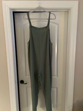 Olive Green Women's Jumpsuit - Minimal Strappy Design